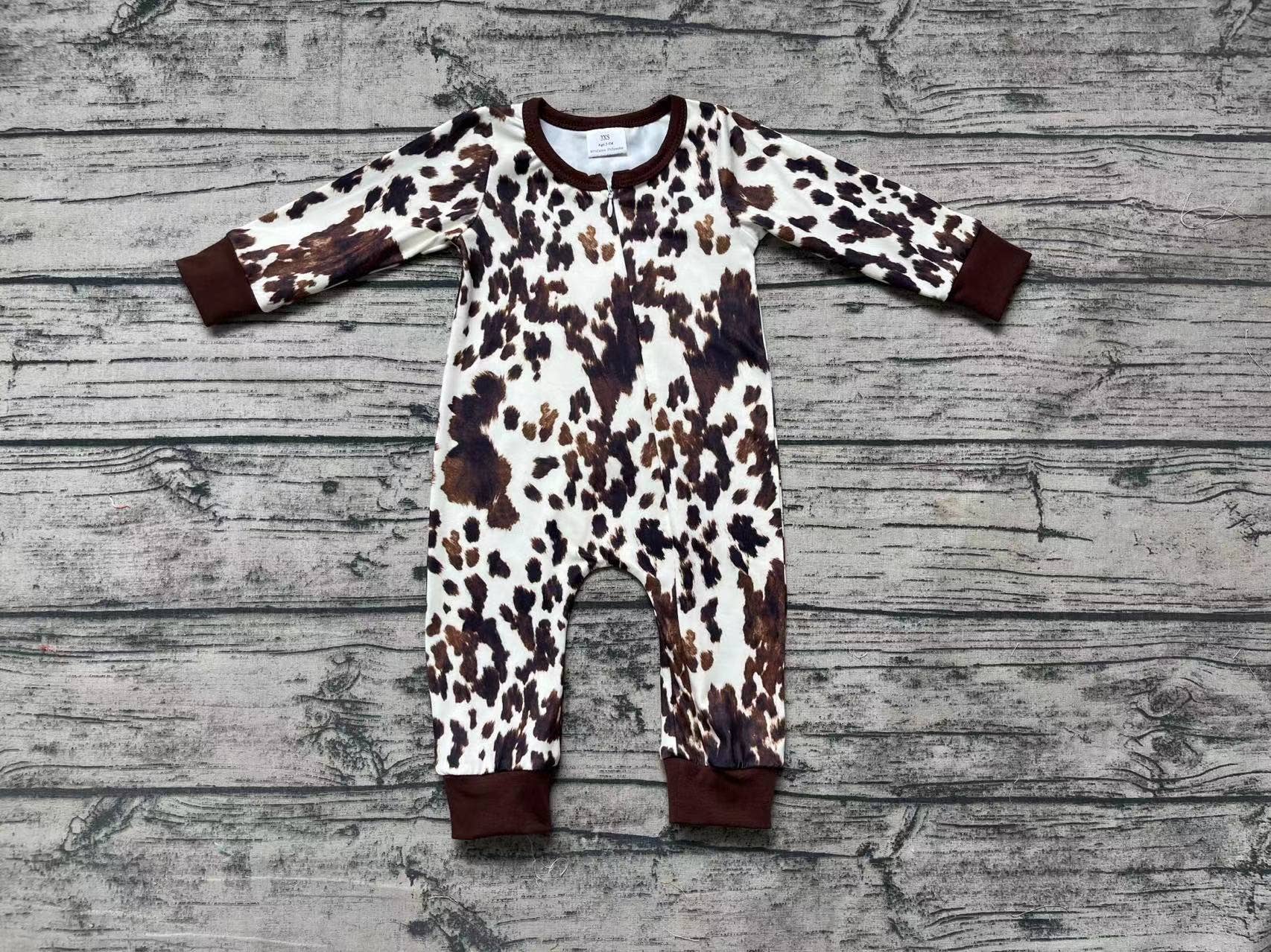 Baby Cowhide Zip Rompers