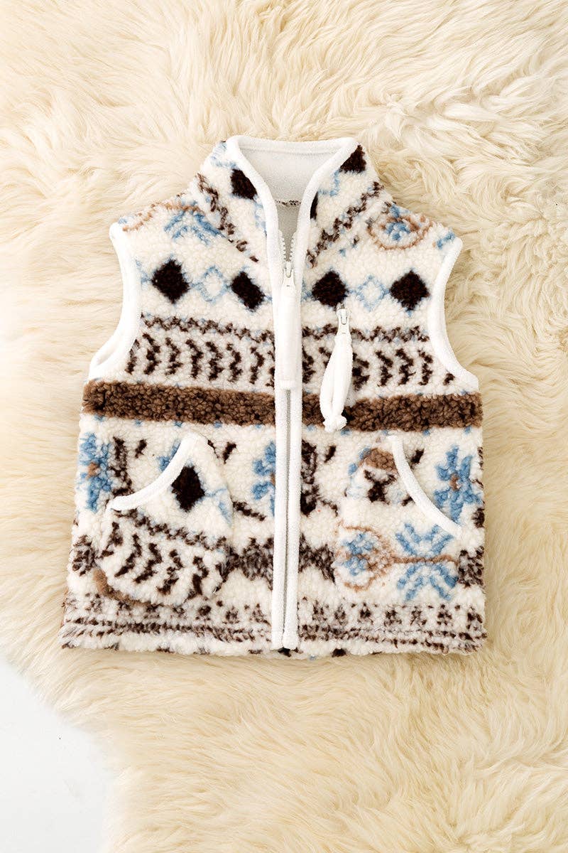 White multi-printed vest.