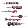 Western Icons Hair Pins with Pink Stone 6 Piece Set