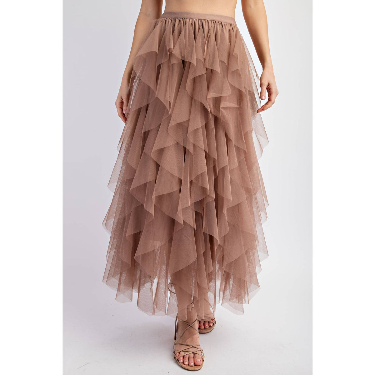 Cascading Tulle Mesh Layered Maxi Skirt - Retro Style
