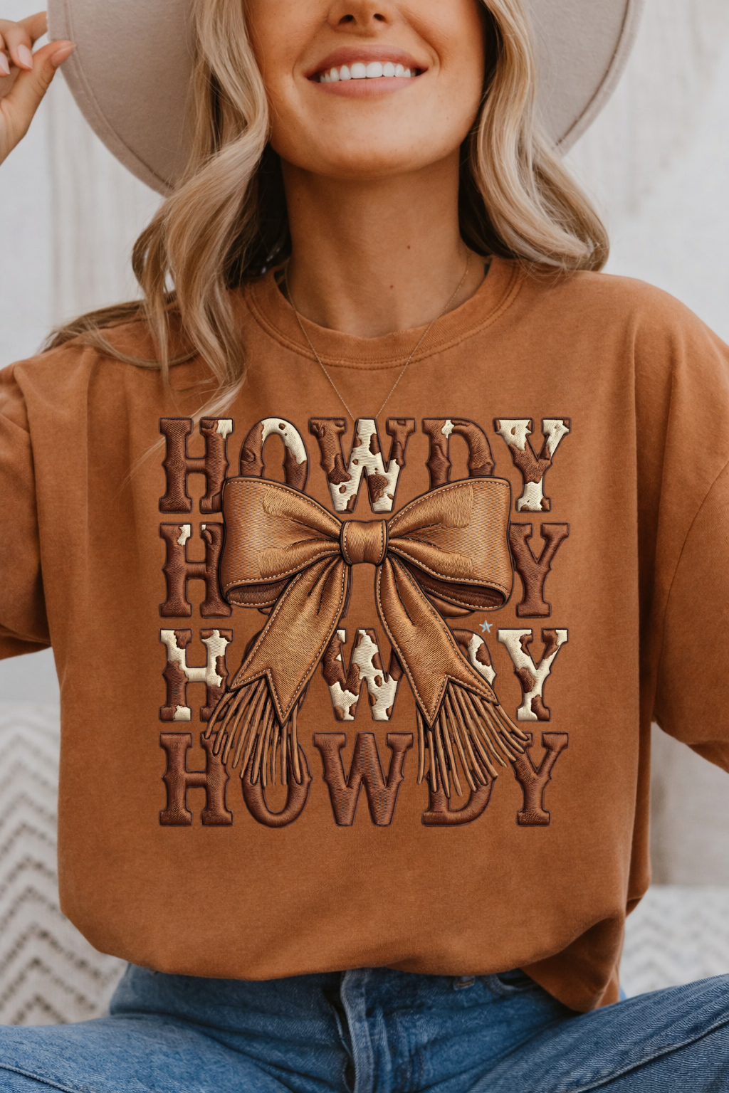 Howdy Western Cowgirl Bow Rustic Country Design