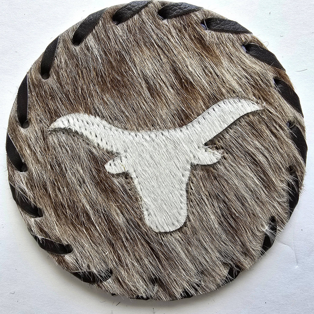 Large Cowhide Hair-on Coaster -  Bull Theme Western Decor