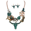 Patina Longhorn Horse Mix Metal Western Necklace Set