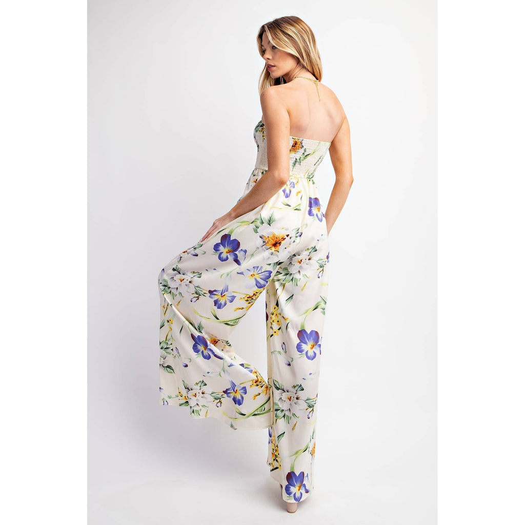 RELAXED SATIN PRINT WIDE LEG JUMPSUIT