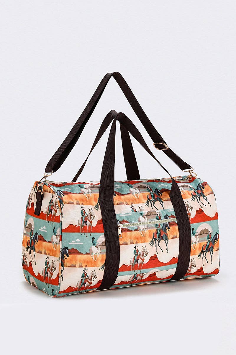 Western Pattern Canvas Duffel Bag