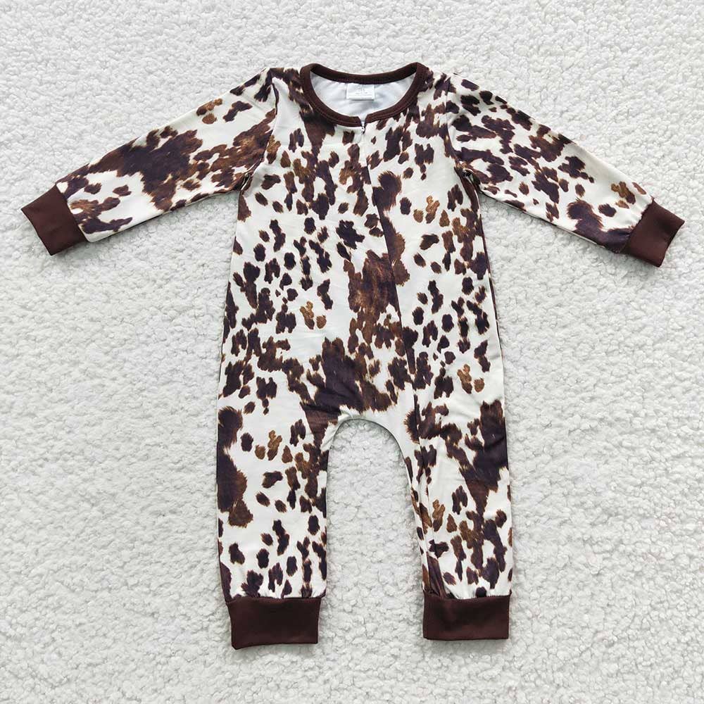 Baby Cowhide Zip Rompers