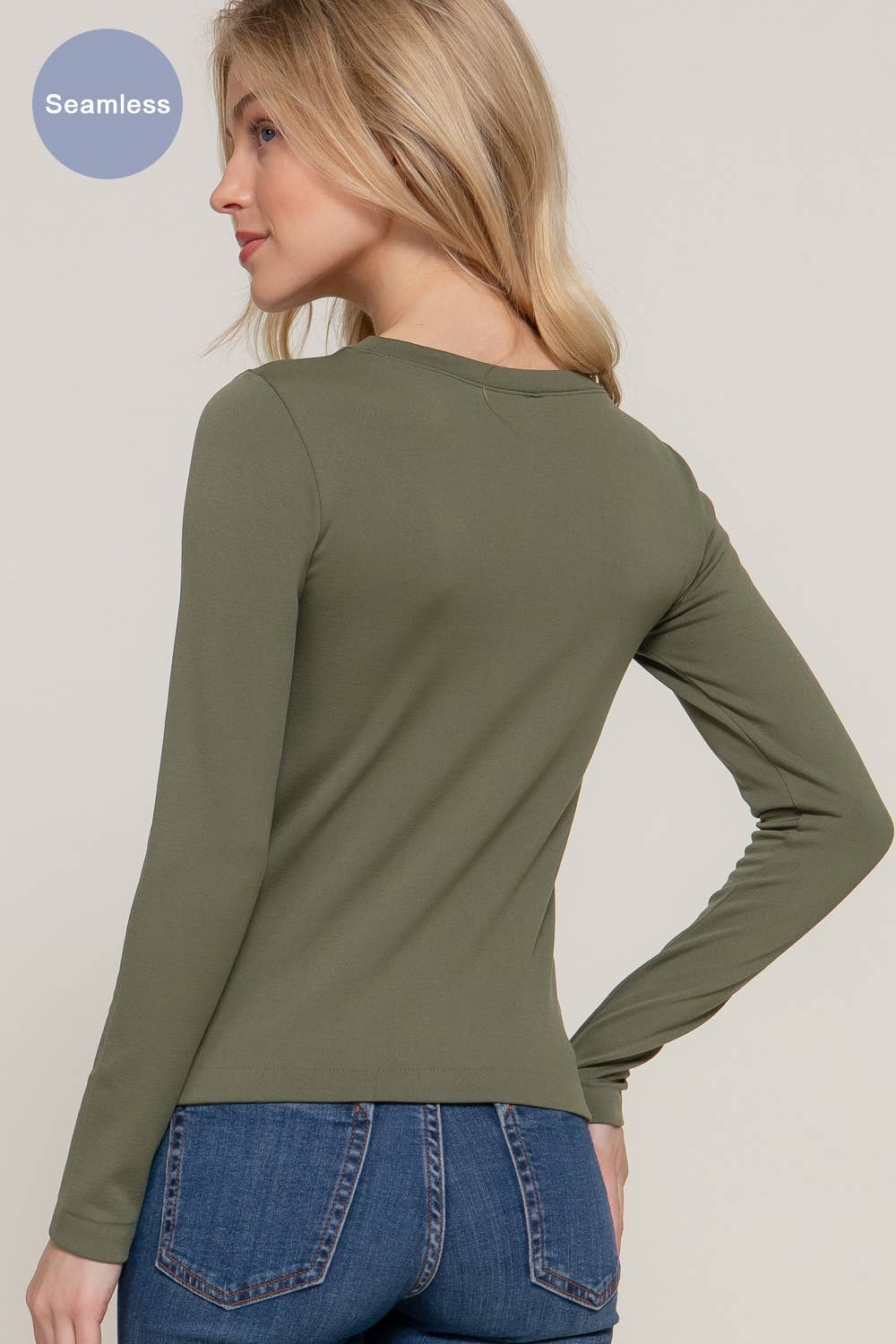 Long Sleeve Crew Neck Inner Fur Seamless Top