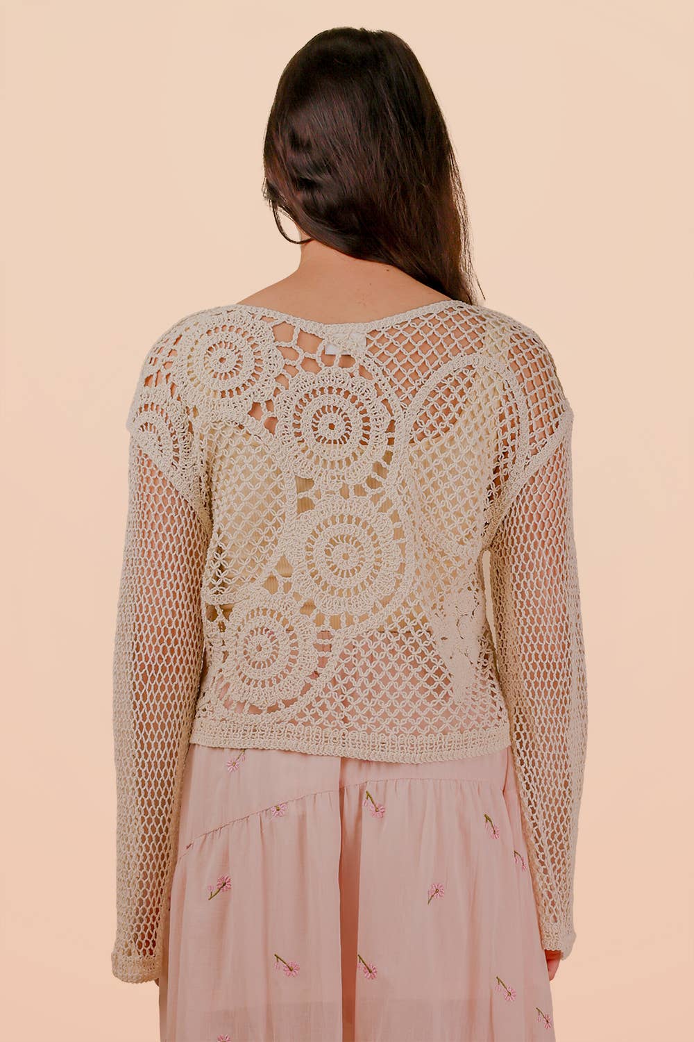Crochet Long Sleeve Knit Top