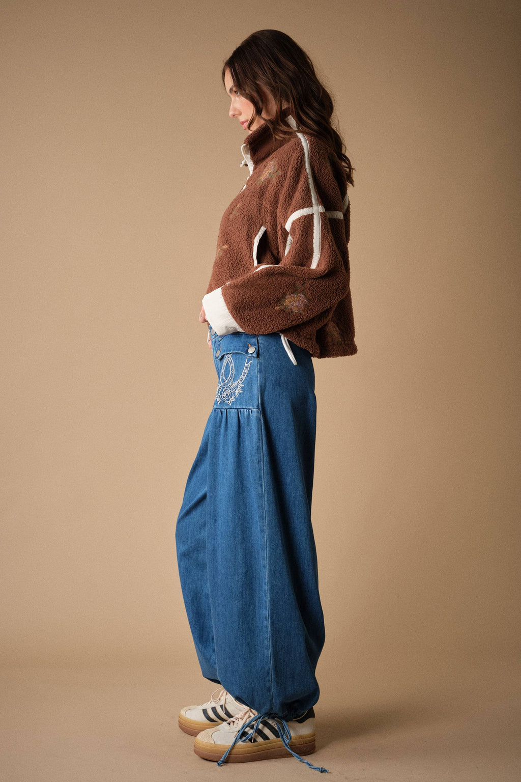 Horseshoe Embroidered Harem Pants