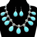 Teardrop Shape Turquoise Concho Large Necklace