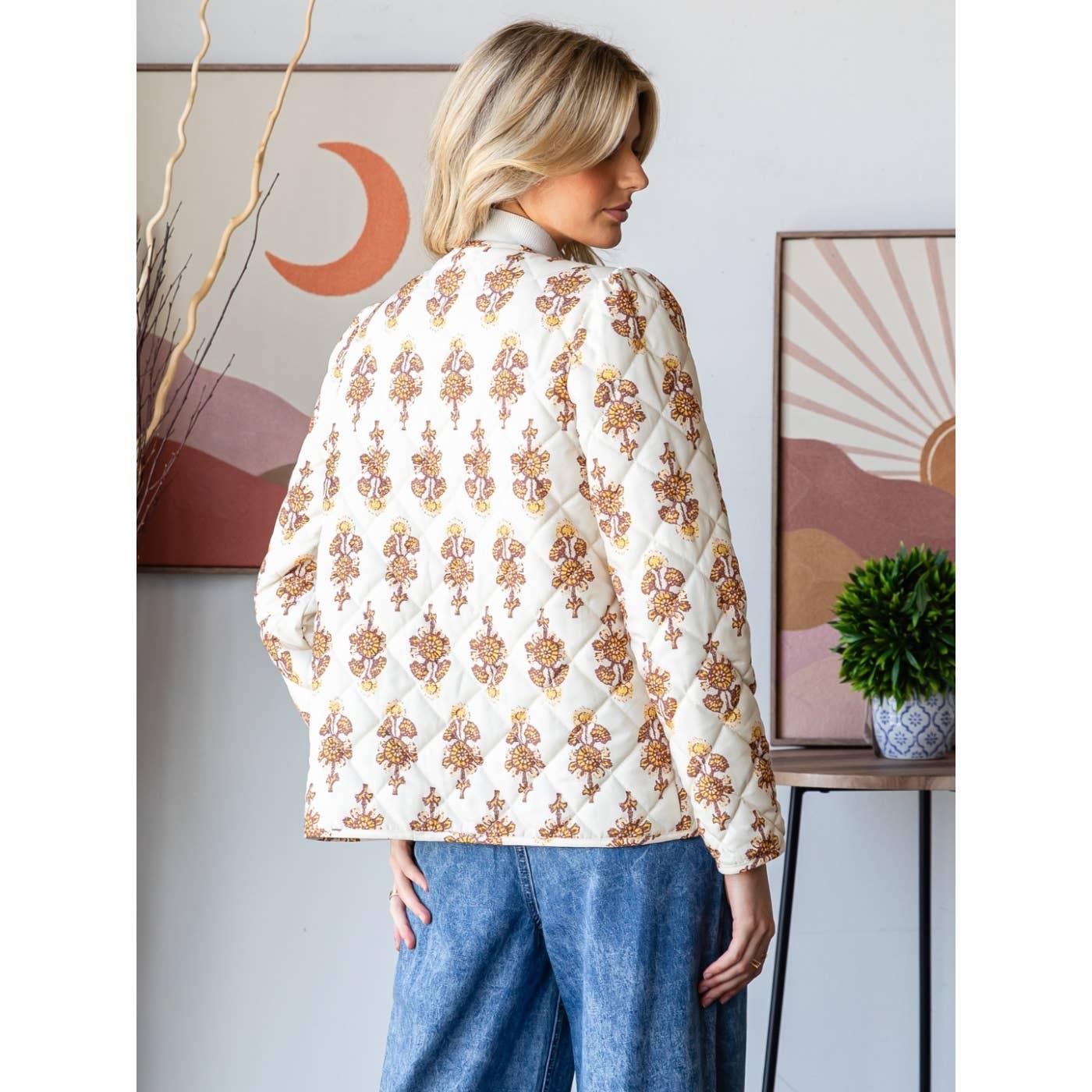 Floral Quilt Front Ribbon Jacket