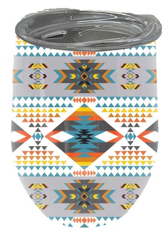 Stainless Steel Wine Mug white Aztec