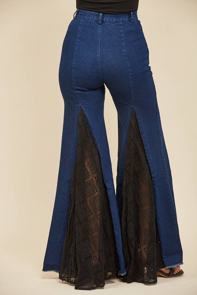 LACE DETAIL WIDE LEG JEANS 2481PIB DK DENIM RESTOCK