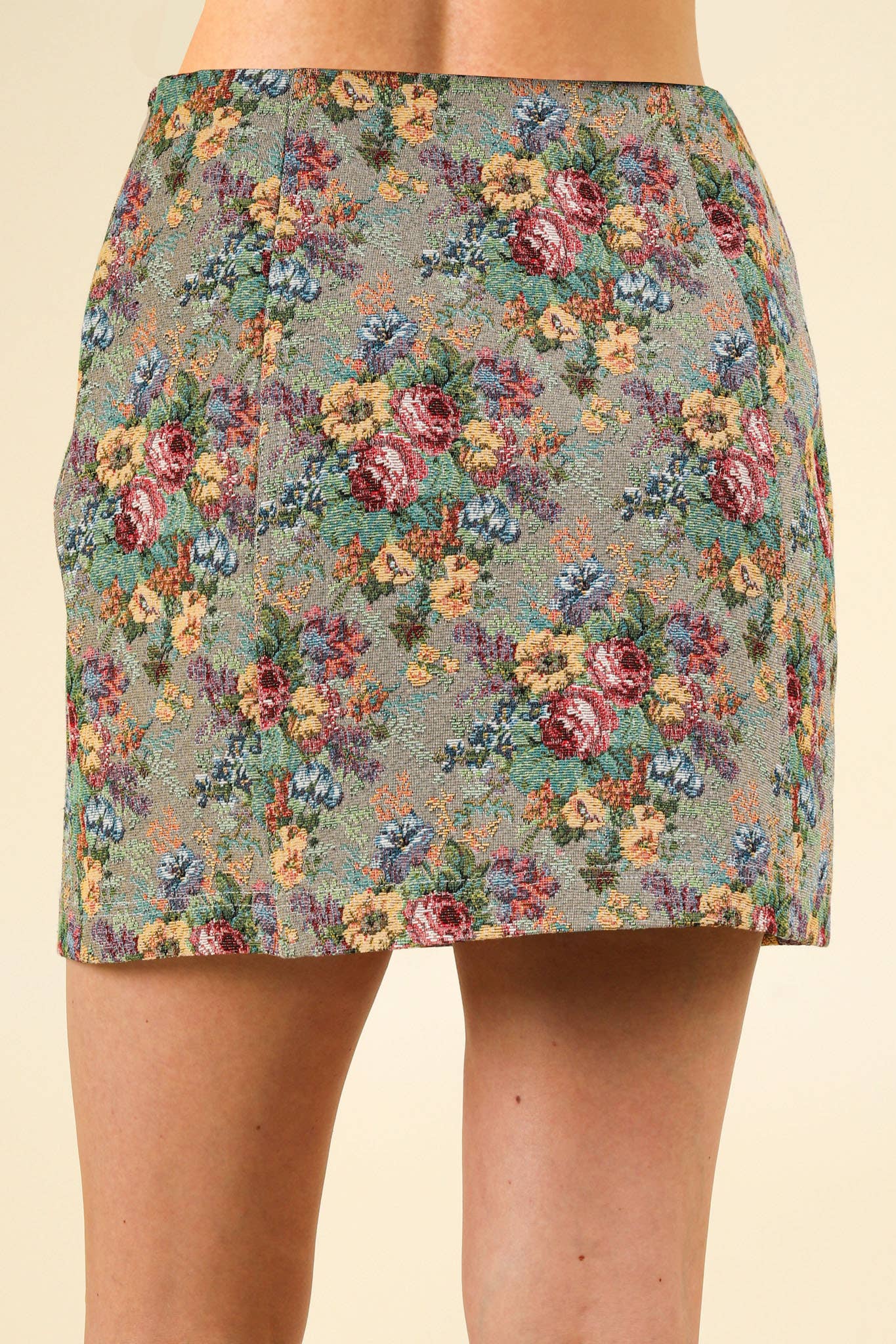 Floral Jacquard Fabric Holiday Mini Skirt