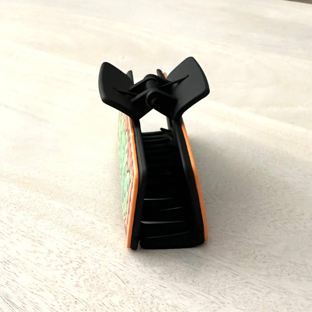 Leather Claw Western Hair Clip  "Green Cactus"