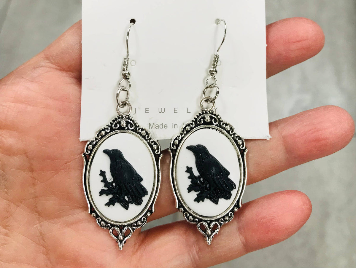 Black Crow Halloween Earrings