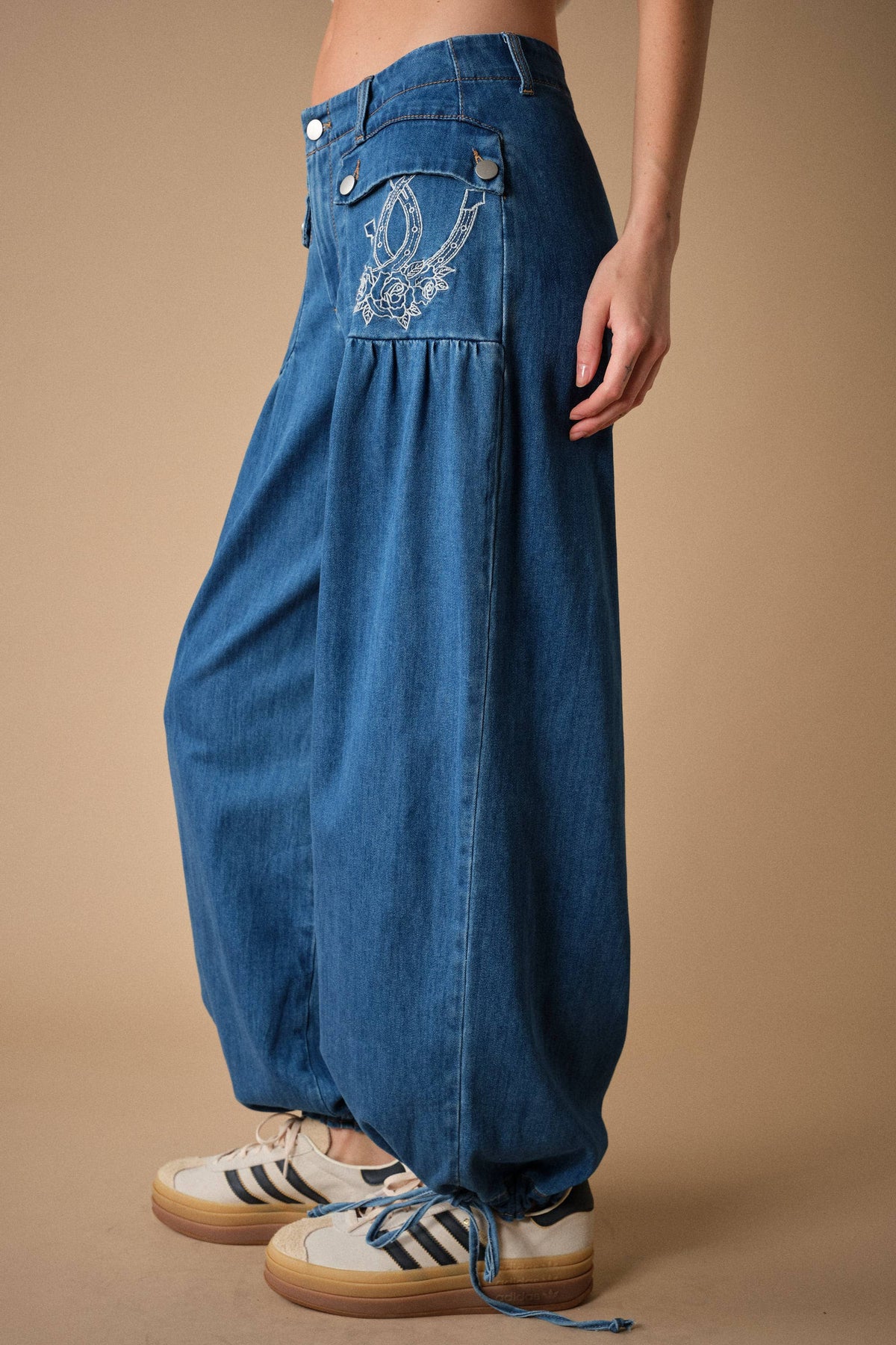Horseshoe Embroidered Harem Pants