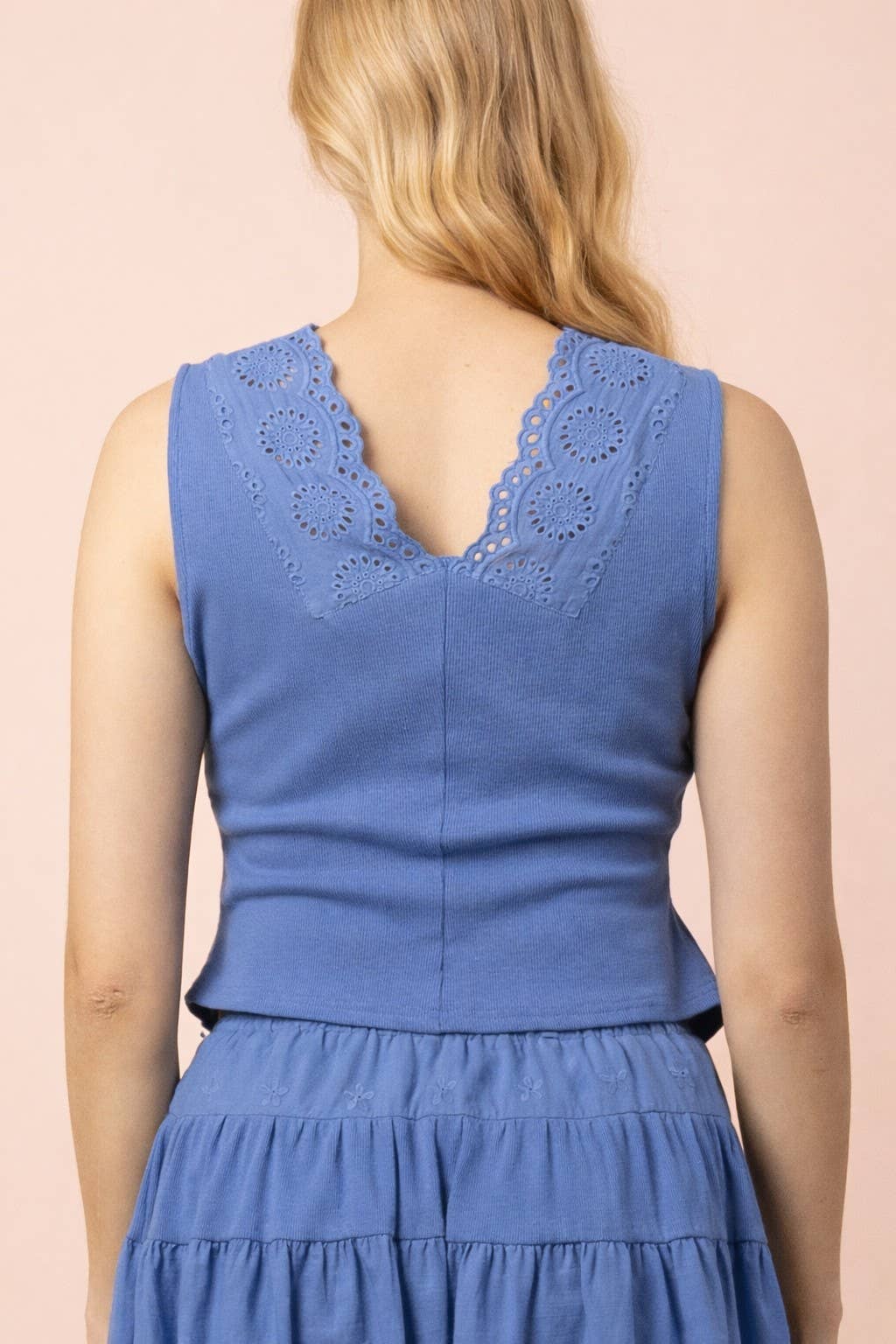 Lace Hem Front Tie Sleeveless Blouse Top