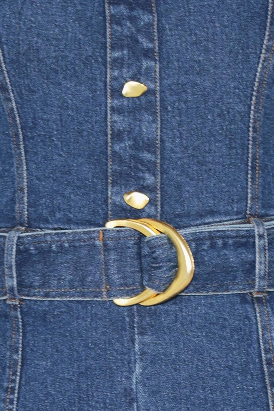 A washed denim jumpsuit