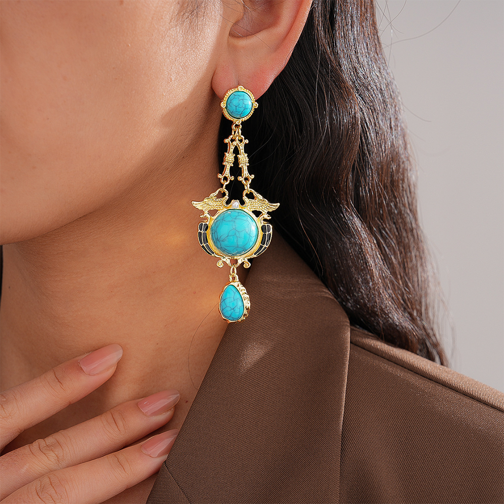 Pearl Round Teardrop Needle Court Style Earrings