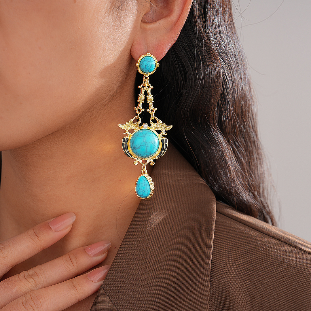 Pearl Round Teardrop Needle Court Style Earrings
