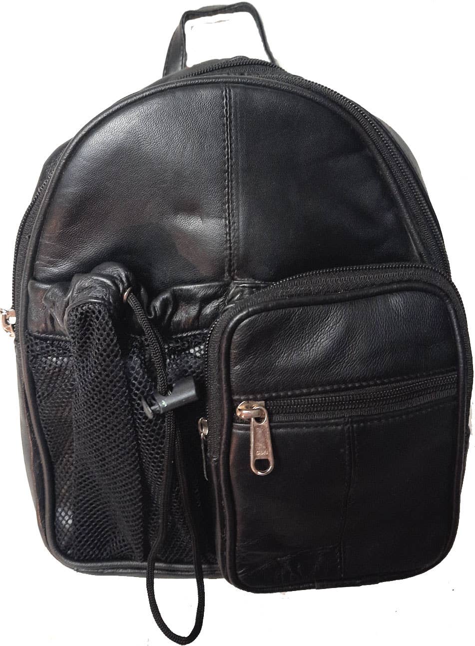 Genuine Leather Backpack Body Sling Bag Water Bottle #2004