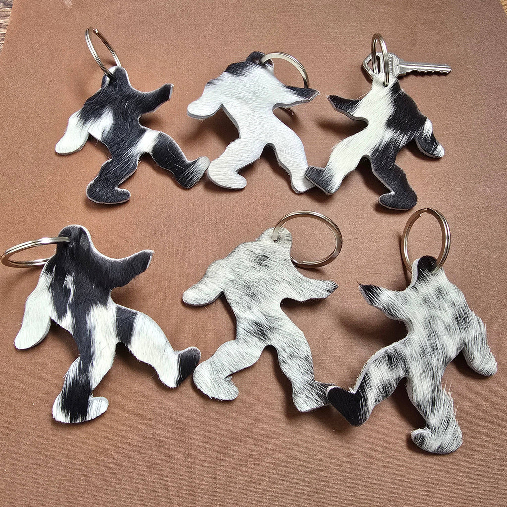 Handmade Yeti/Sasquatch Keychain – Hair-On Cowhide