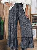Western LeopardPrint Frilled Detail Drawstring Pants