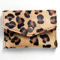 Leopard Print Cowhide Cardholder Envelope with Snap Closure