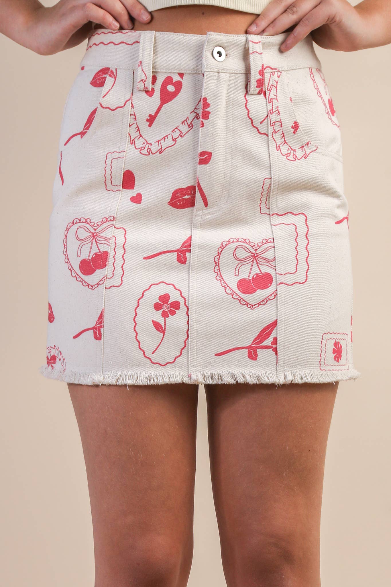 Back Elastic Graphic Mini Skirt