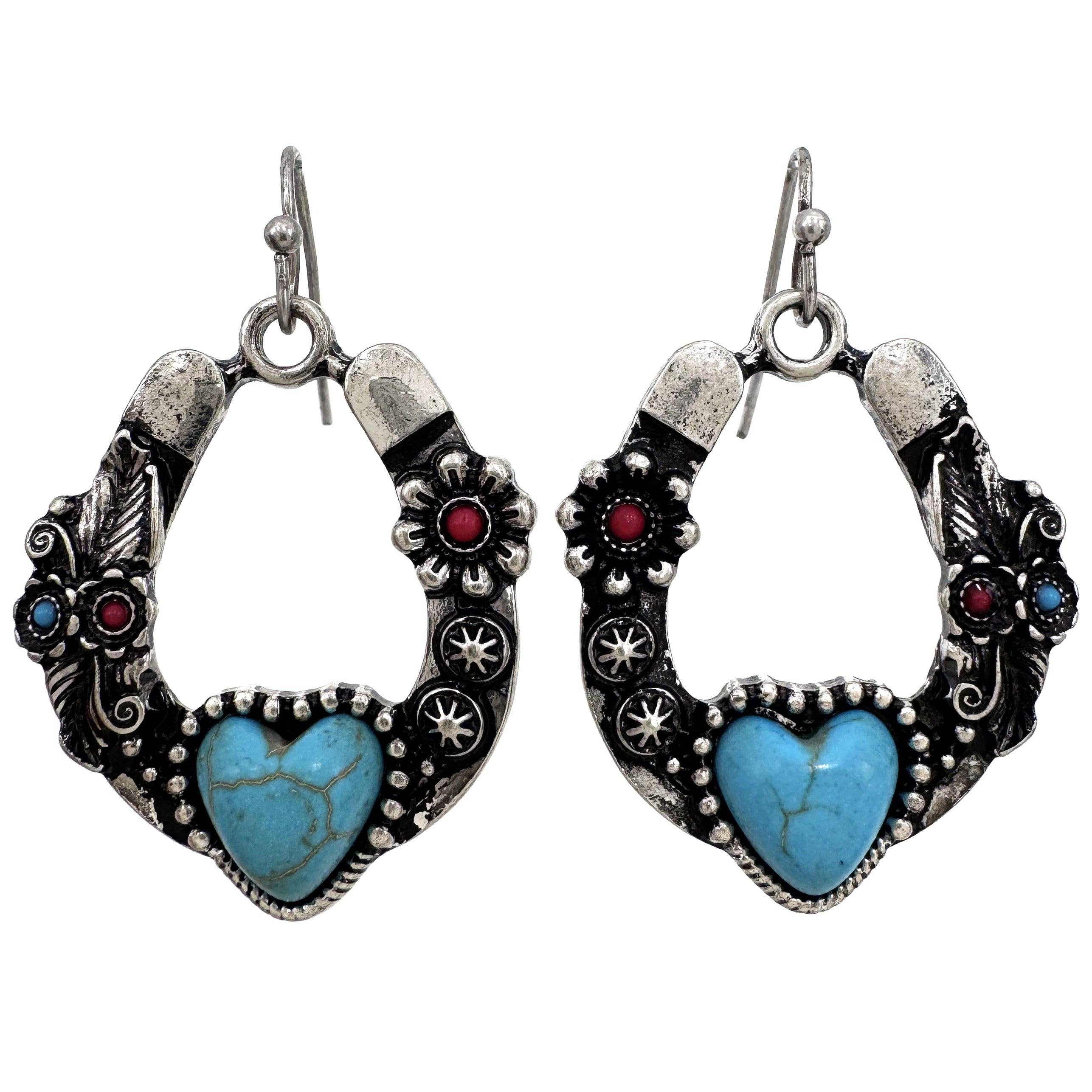 Western Heart Horseshoe Shape Earrings