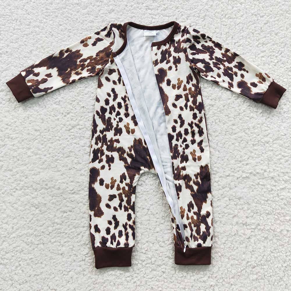 Baby Cowhide Zip Rompers
