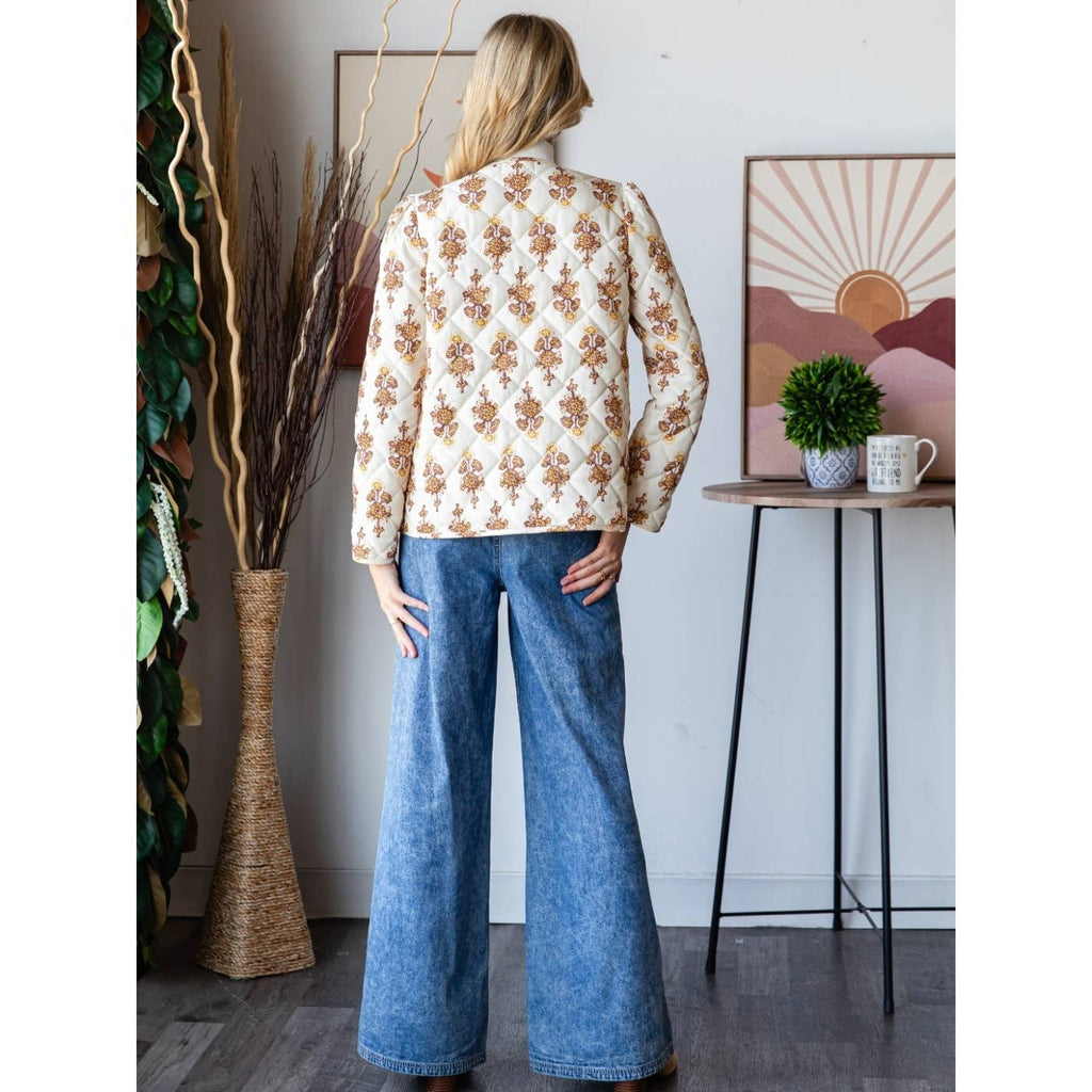 Floral Quilt Front Ribbon Jacket