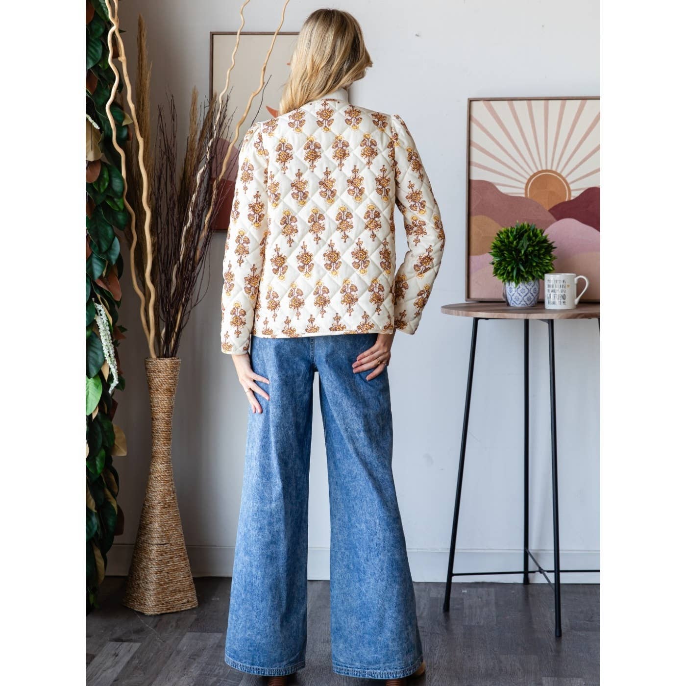 Floral Quilt Front Ribbon Jacket