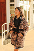 Brown Leopard Printed Knitted Cardigan