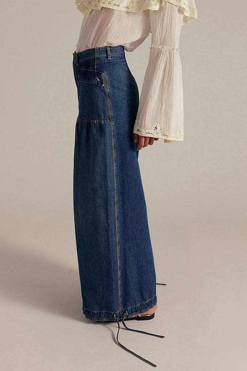 Elastic-Cuff Straight Denim Jeans