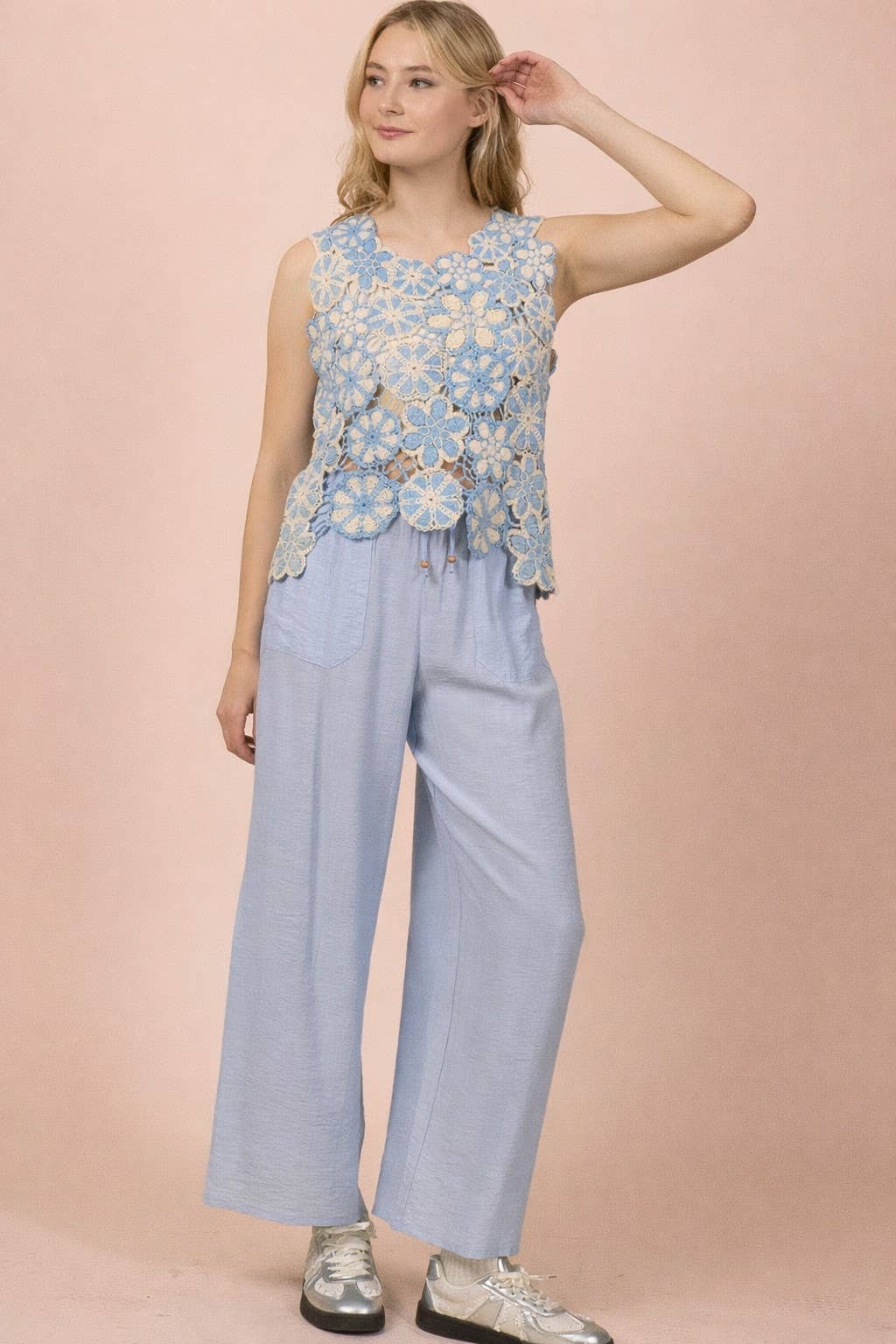 Floral Lace Crochet Sleeveless Top