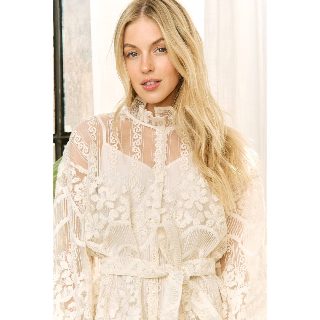 CROCHET LACE 2 pc MINI DRESS WITH SELF WAIST STRAP