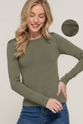 Long Sleeve Crew Neck Inner Fur Seamless Top