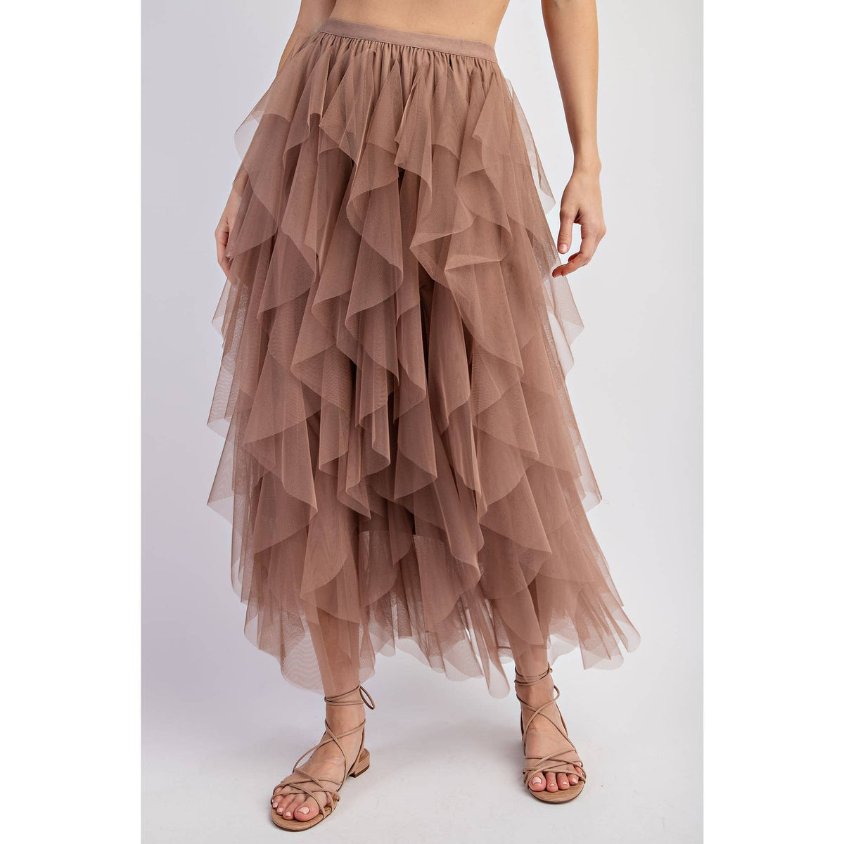 Cascading Tulle Mesh Layered Maxi Skirt - Retro Style