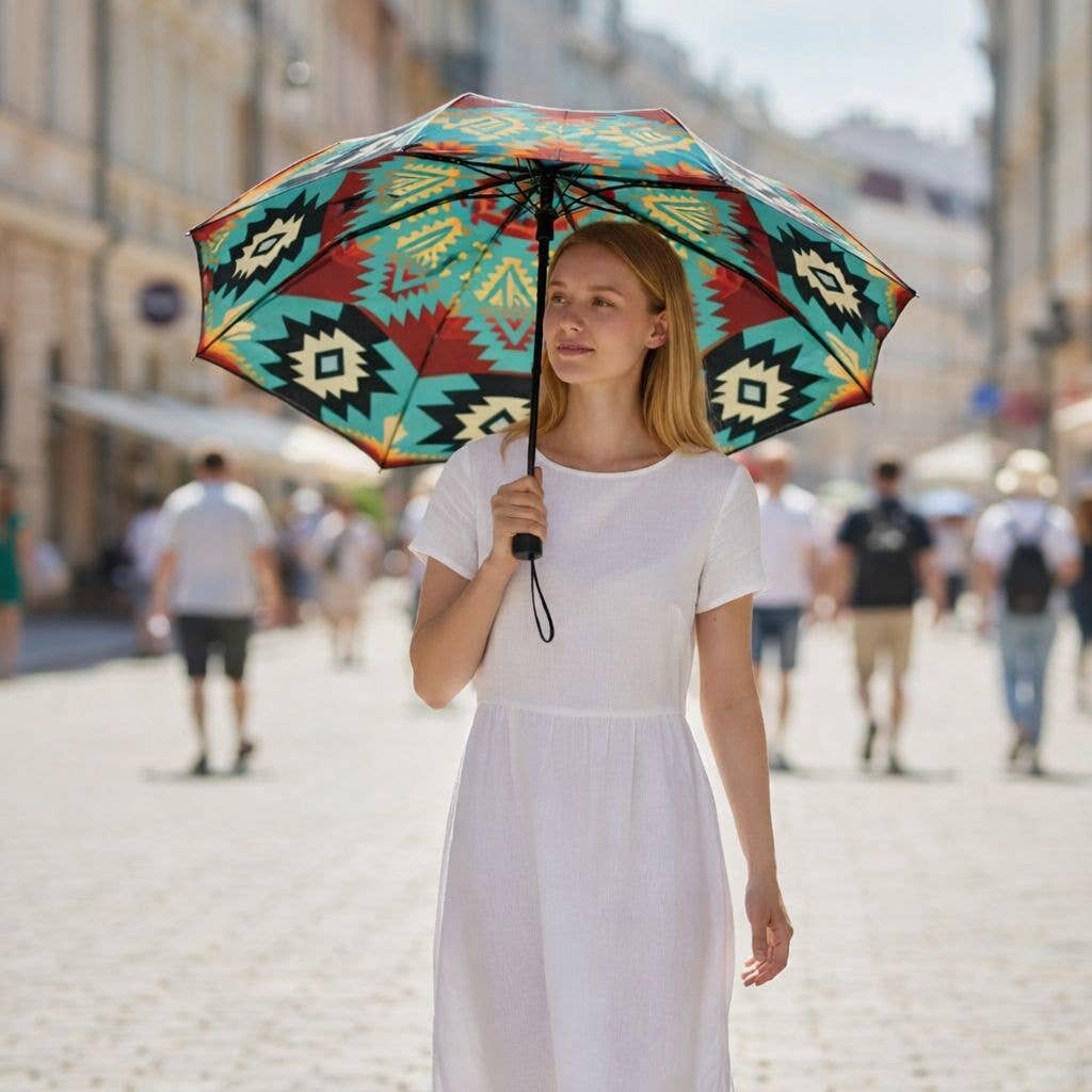 Teal Aztec umbrella