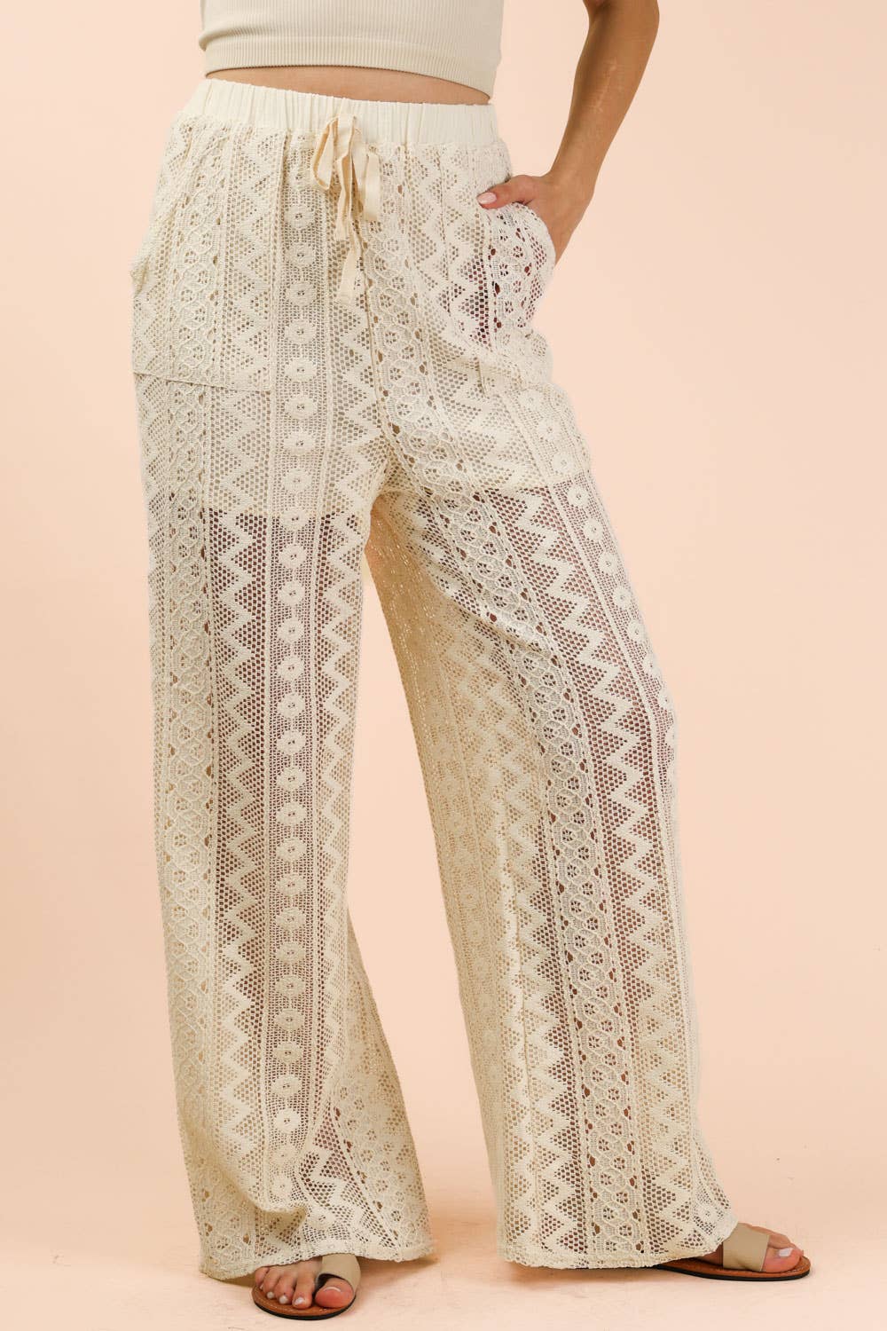 Cotton Lace Bohemian Cargo Pants