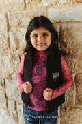 Girls Black Puffer W Boot Stitch Detail Vest