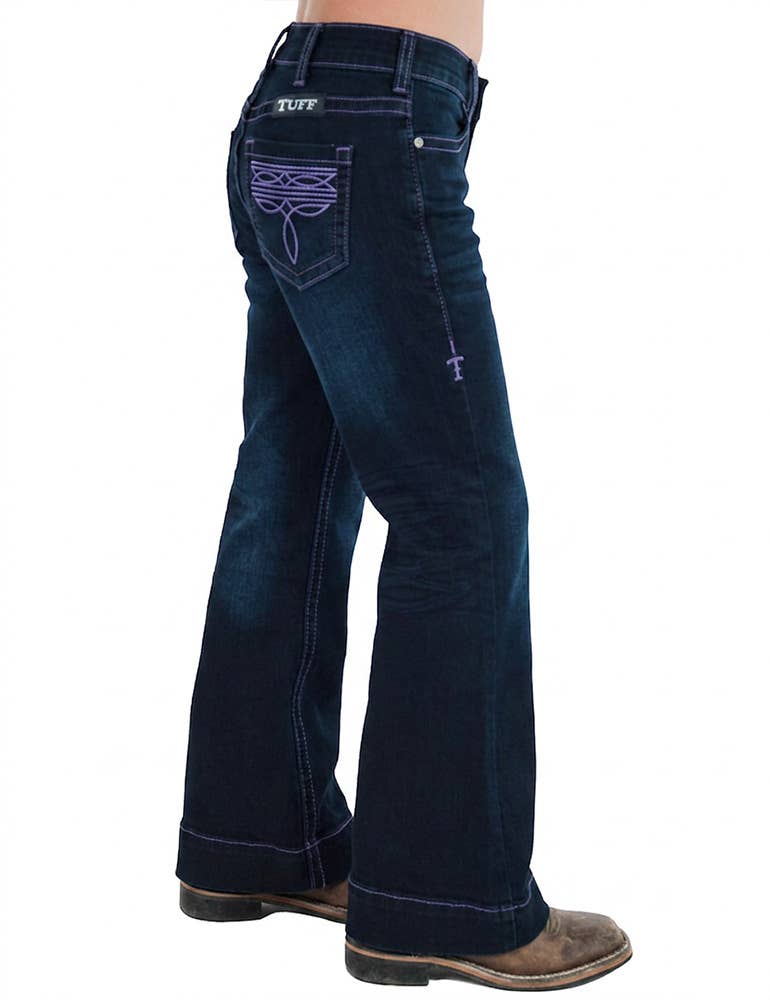Girls Purple Bootstitch Trouser