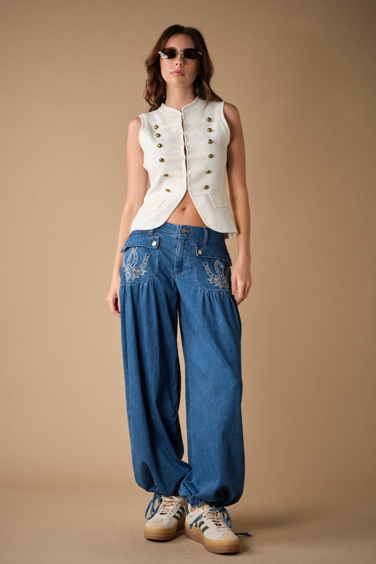 Horseshoe Embroidered Harem Pants