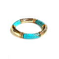 .Acrylic Tube Bamboo Stretch Bracelet Turquoise & Gold