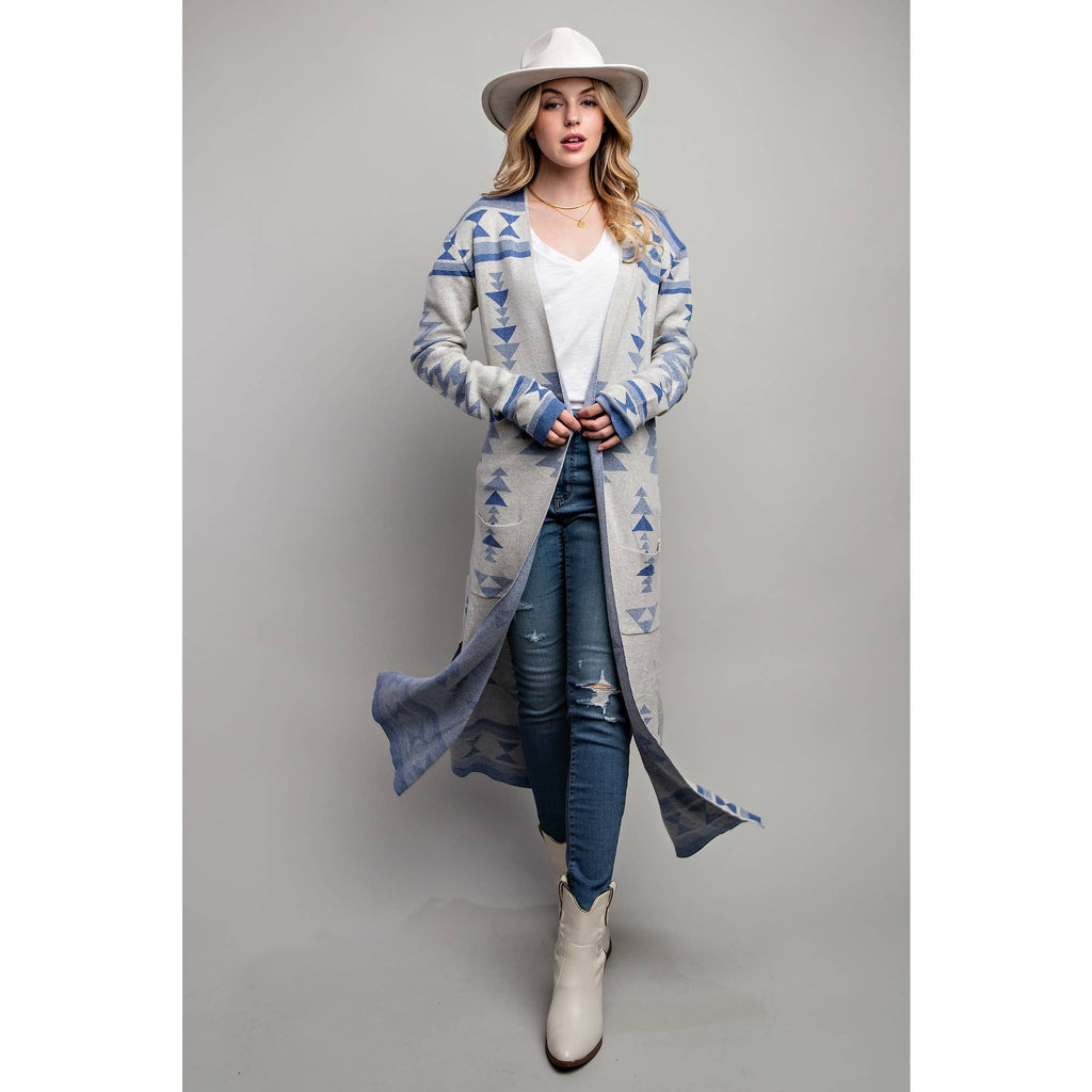 AZTEC PATTERN LONG CARDIGAN
