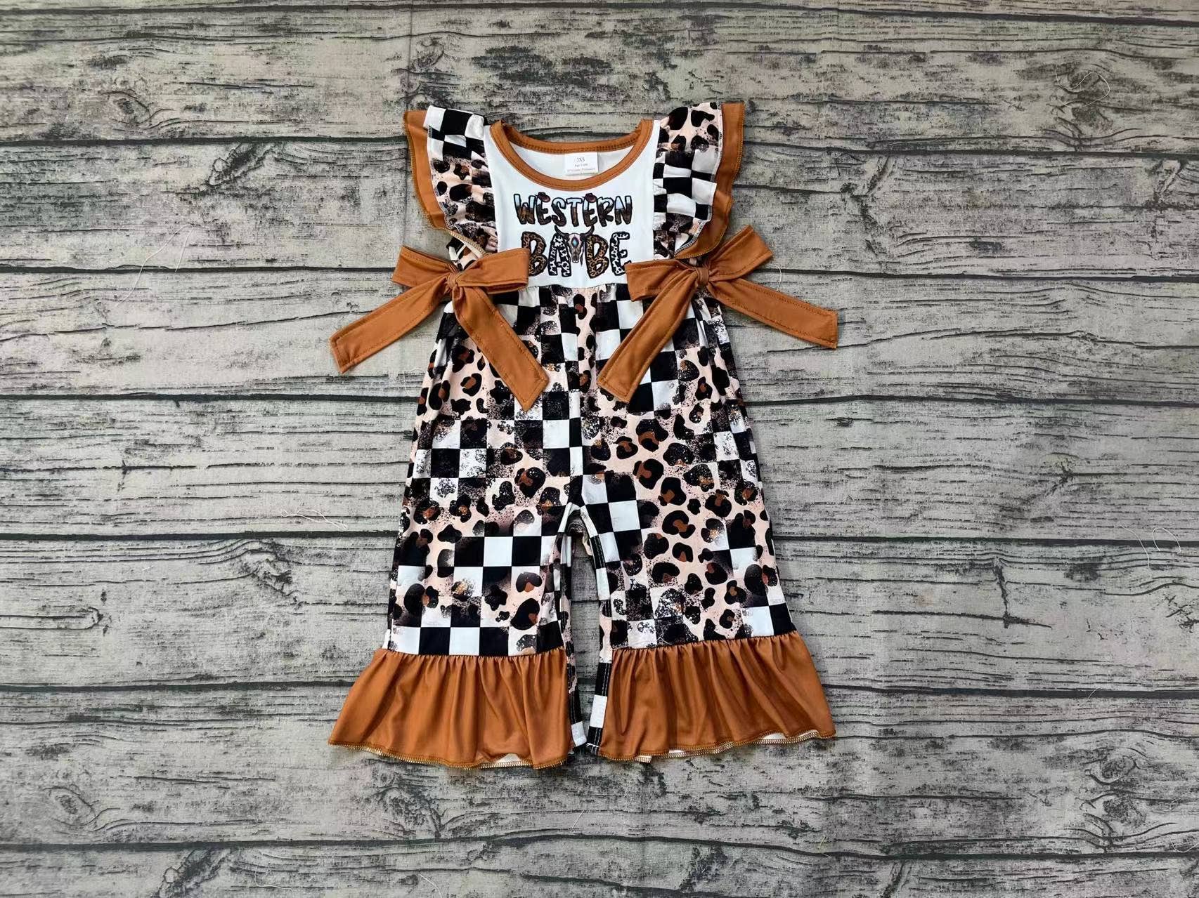 Western Babies Brown Baby Girls Bows Jumpsuits Rompers