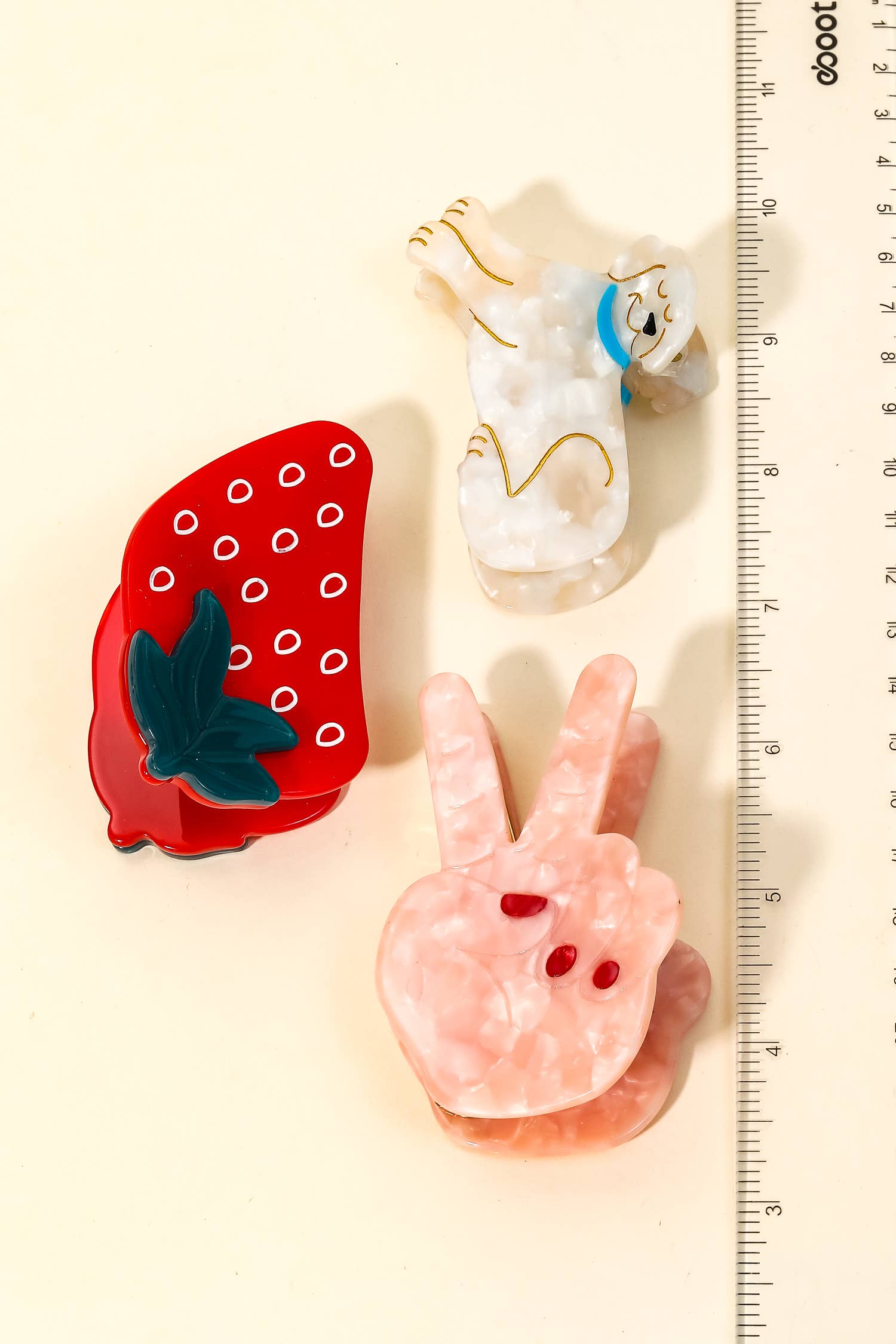 Dog Peace Strawberry Jaw Hair Clip Set