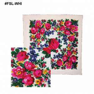 Large Metallic Floral Scarf white